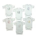 Βρεφικά κορμάκια με κοντό μανίκι, 6 ασορτί χρώματα, 6 τεμάχια