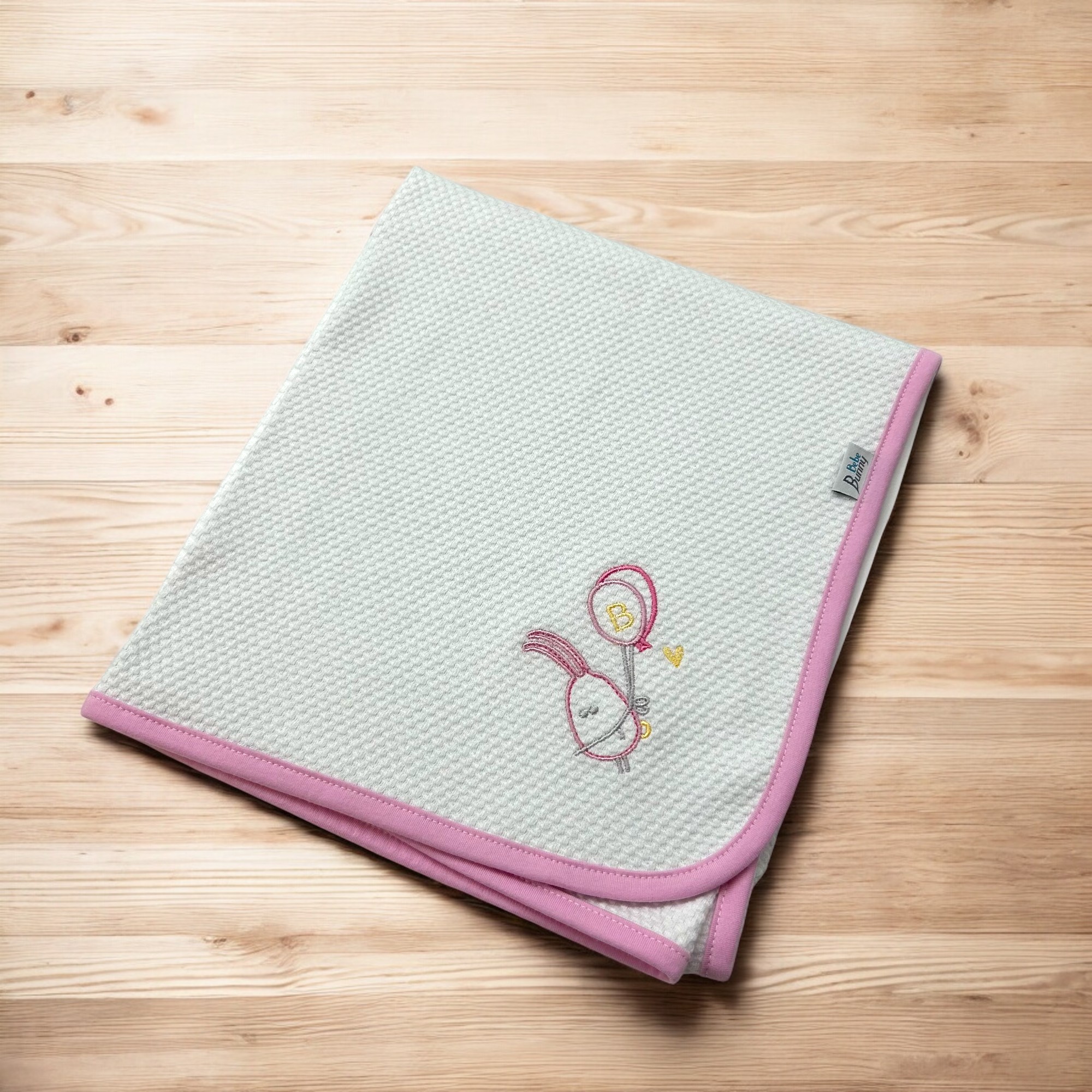 Πάνα/Κουβερτάκι ζακάρ (80x90), Balloon, λευκό, ροζ