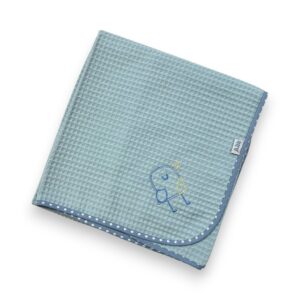 Πάνα πικέ γκοφρέ (80x90), bird, σιέλ