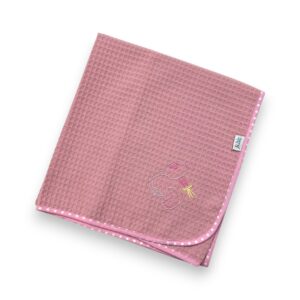 Πάνα πικέ γκοφρέ (80x90), giraffe, ροζ