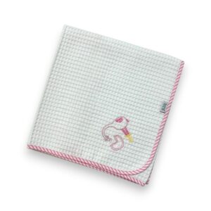 Πάνα πικέ γκοφρέ (80x90), giraffe, λευκό, ροζ