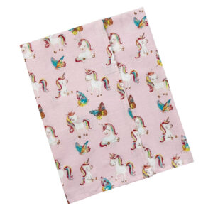 Πάνα χασέ εμπριμέ (80x80), Unicorn, ροζ