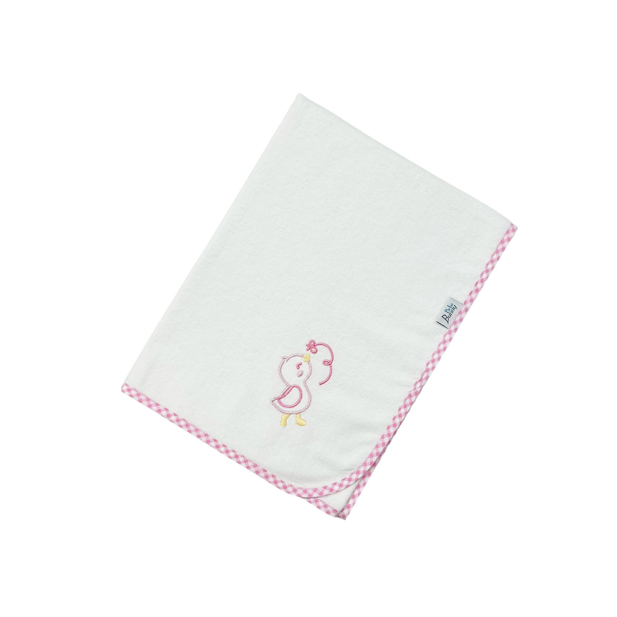 Πάνα φανέλας (90x90), Παπάκι, ροζ καρό