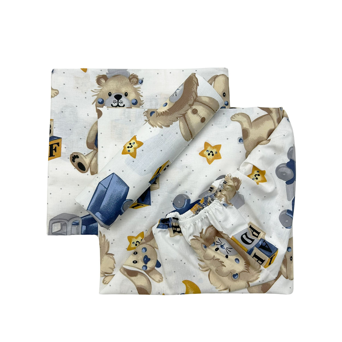 Σεντόνια κούνιας σετ 3τμχ με λάστιχο, Αρκούδος