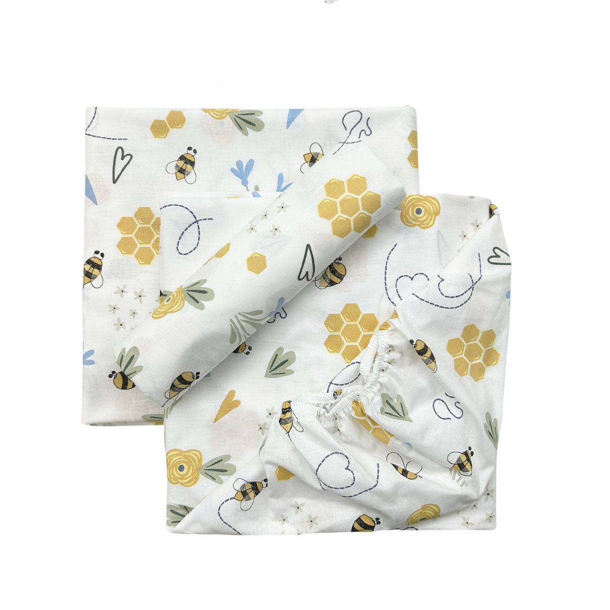 Σεντόνια κούνιας σετ 3τμχ με λάστιχο, Μέλισσες