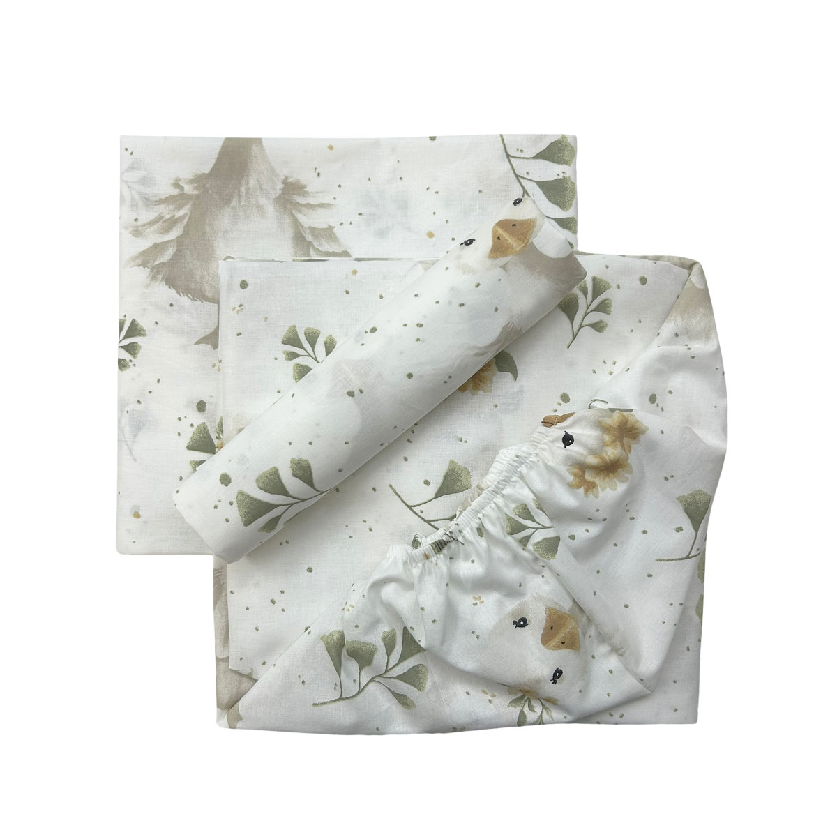 Σεντόνια κούνιας σετ 3τμχ με λάστιχο, Πάπια